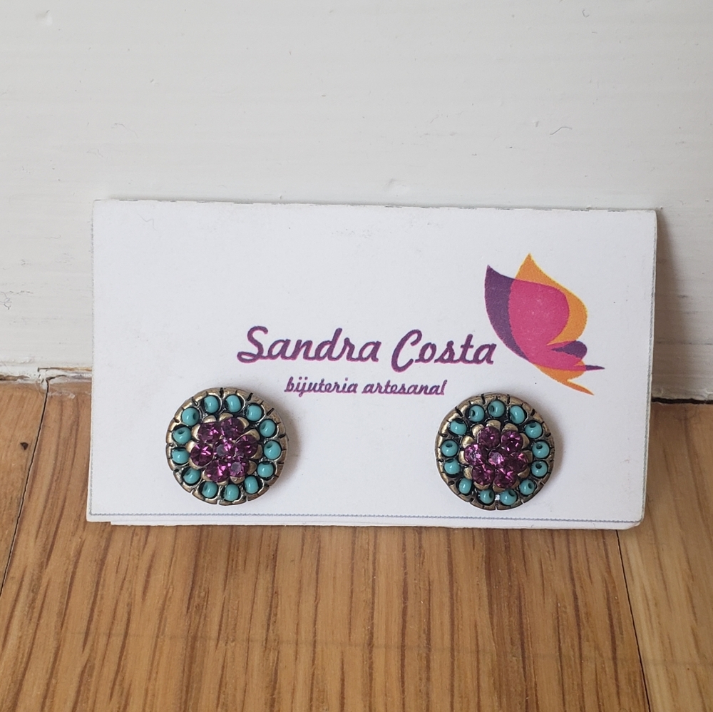 NWT Sanda Costa ladies beaded crystal earrings - Picture 6 of 6